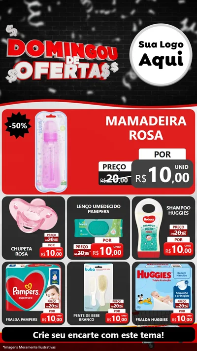 Modelo de Rede Social para Stories com o tema Domingou de Ofertas para Bebês
