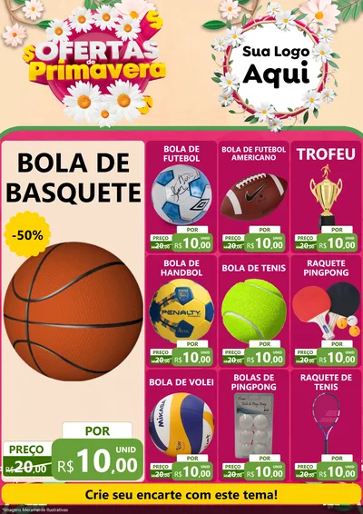 Modelo de Encarte para Encarte A4 Vertical com o tema Ofertas de Primavera para Artigos Esportivos