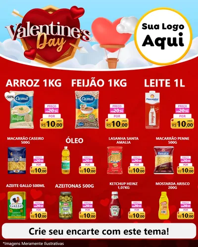 Modelo de Rede Social para Feed Instagram com o tema Valentine's Day para Supermercado