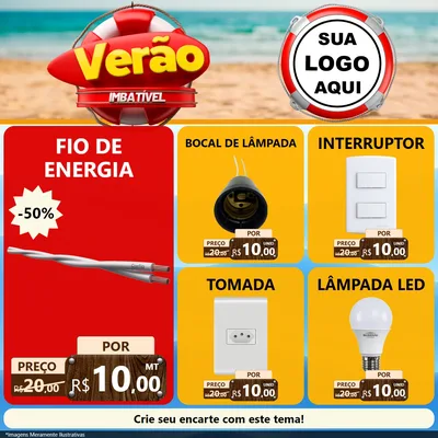 Modelo de Rede Social para Feed Facebook com o tema Verão Imbatível para Materiais Elétricos