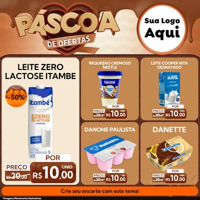 Modelo de Rede Social para Feed Facebook com o tema Páscoa de Ofertas para Frios e Laticínios