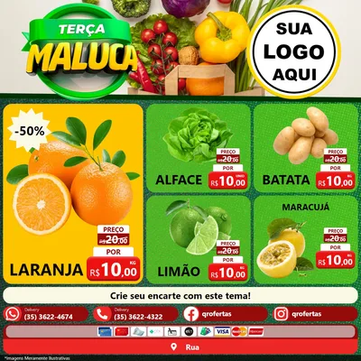 Modelo de Rede Social para Feed Facebook com o tema Terça Maluca - Hortifrúti para Hortifrúti