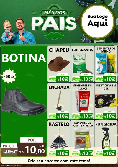 Modelo de Encarte para Encarte A4 Vertical com o tema Mês dos Pais para Agropecuária
