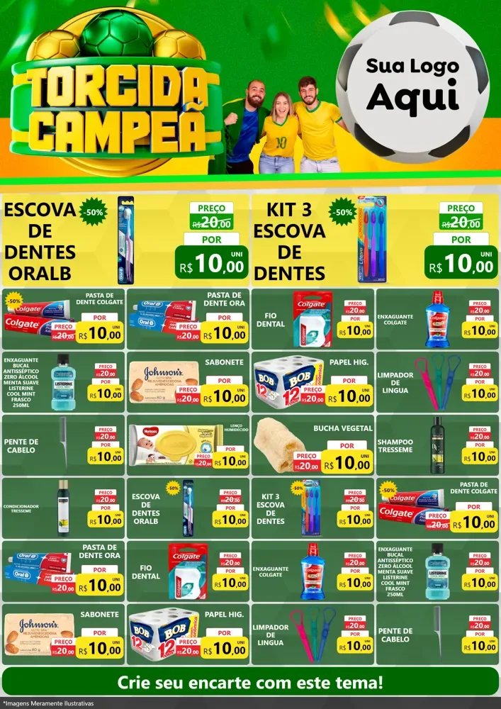Modelo de Encarte para Encarte A4 Vertical com o tema Torcida Campeã - Copa para Higiene Pessoal