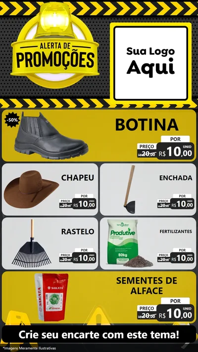 Modelo de TV para TV Vertical com o tema Alerta de Promoções para Agropecuária
