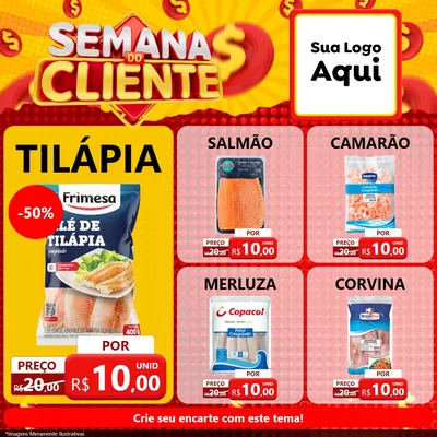 Modelo de Rede Social para Feed Facebook com o tema Semana do Cliente para Peixaria