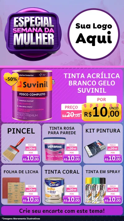 Modelo de Rede Social para Stories com o tema Especial Semana da Mulher para Tintas e Ferramentas