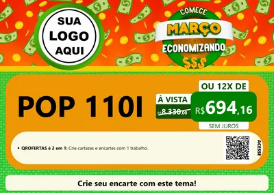 Modelo de Cartaz para Cartaz A4 Horizontal com o tema Comece Março Economizando para Concessionaria de Motos