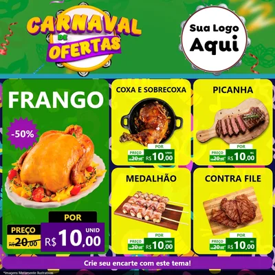 Modelo de Rede Social para Feed Facebook com o tema Carnaval de Ofertas para Assados