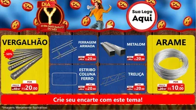 Modelo de TV para TV Horizontal com o tema Dia Y - O Dia Mais Barato Do Mês para Ferragens