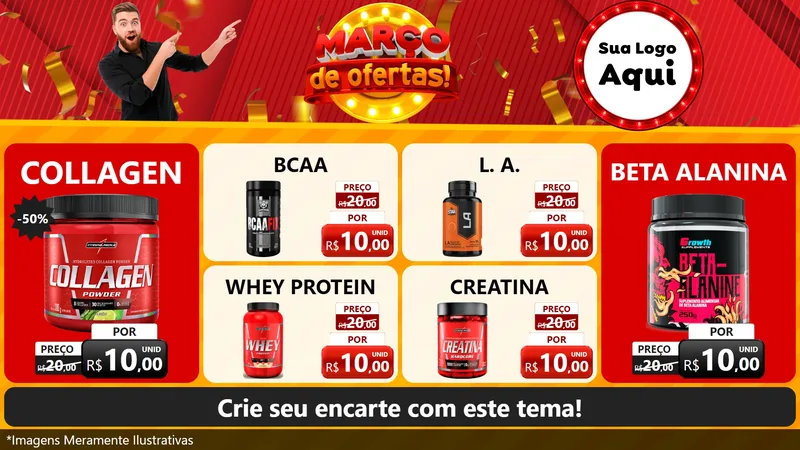 Modelo de TV para TV Horizontal com o tema Março de Ofertas! para Suplementos alimentares
