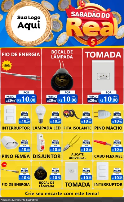 Modelo de Encarte para Encarte Grande com o tema Sabadão do Real para Materiais Elétricos