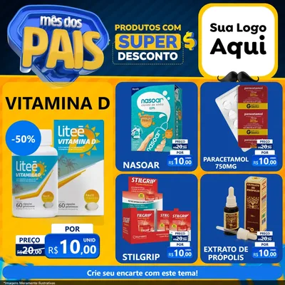 Modelo de Rede Social para Feed Facebook com o tema Mês dos Pais para Farmácia