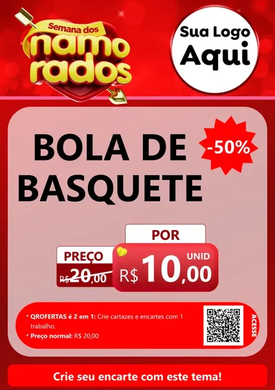 Modelo de Cartaz para Cartaz A4 Vertical com o tema Semana dos namorados para Artigos Esportivos