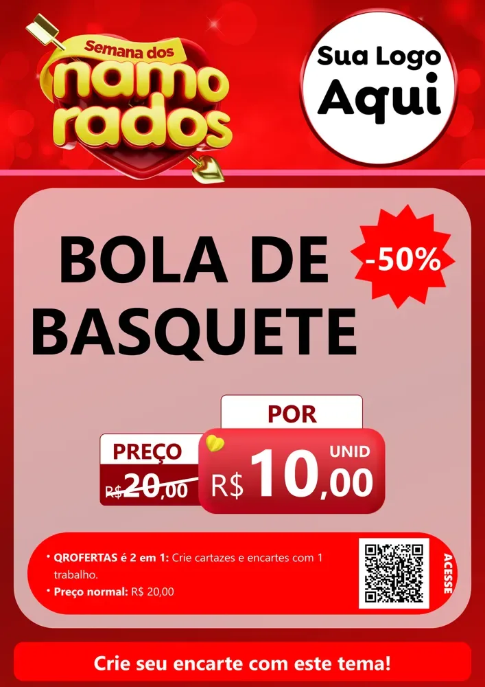 Modelo de Cartaz para Cartaz A4 Vertical com o tema Semana dos namorados para Artigos Esportivos