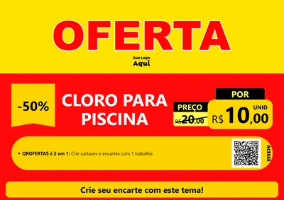Modelo de Cartaz para Cartaz A4 Horizontal com o tema OFERTA - Vermelho Cartaz para Produtos para Piscina
