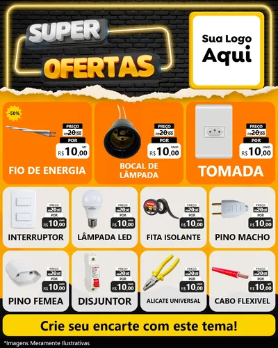 Modelo de Rede Social para Feed Instagram com o tema Super Ofertas para Materiais Elétricos
