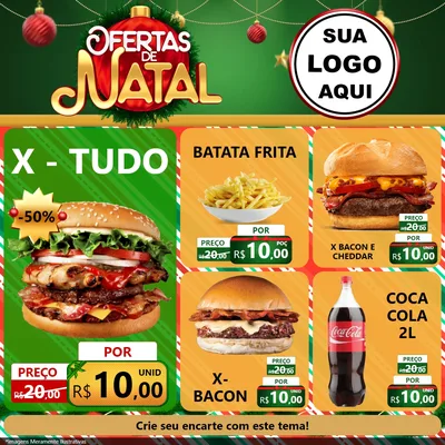 Modelo de Rede Social para Feed Facebook com o tema Ofertas de Natal para Hamburgueria