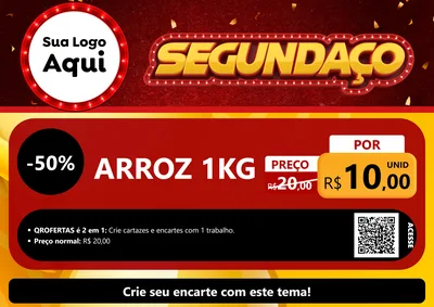 Modelo de Cartaz para Cartaz A4 Horizontal com o tema Segundaço para Supermercado