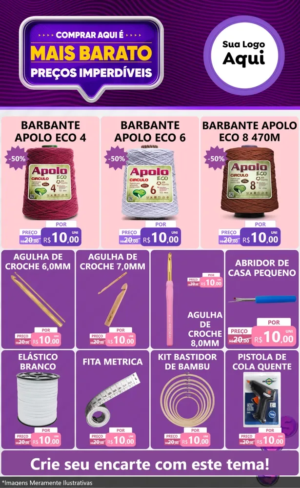 Modelo de Encarte para Encarte Grande com o tema Mais Barato para Armarinho e Aviamentos