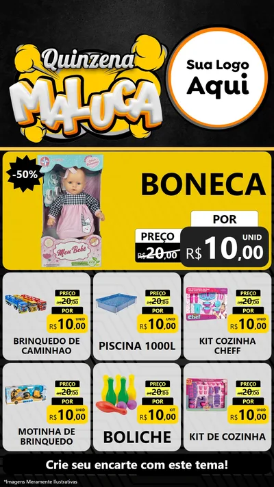 Modelo de Rede Social para Stories com o tema Quinzena Maluca para Brinquedos