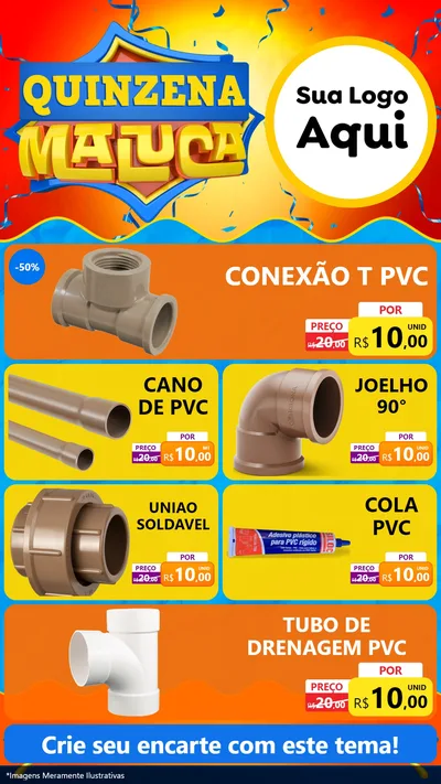 Modelo de TV para TV Vertical com o tema Quinzena Maluca para Tubos e conexões