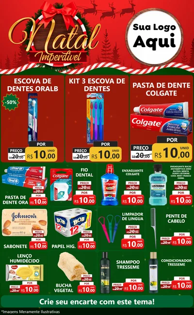 Modelo de Encarte para Encarte Grande com o tema Natal Imperdível para Higiene Pessoal