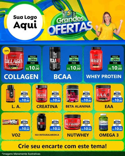 Modelo de Rede Social para Feed Instagram com o tema Grandes Ofertas para Suplementos alimentares
