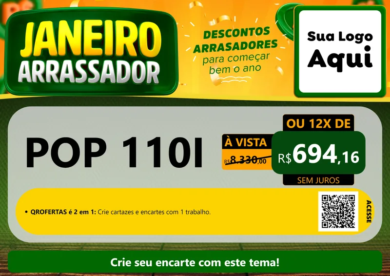 Modelo de Cartaz para Cartaz A4 Horizontal com o tema Janeiro Arrasador para Concessionaria de Motos