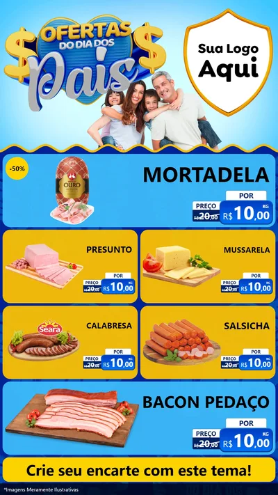 Modelo de TV para TV Vertical com o tema Ofertas do Dia dos Pais para Frios e Laticínios