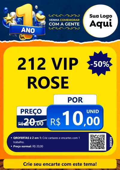 Modelo de Cartaz para Cartaz A4 Vertical com o tema Um Ano de Aniversário para Perfumes