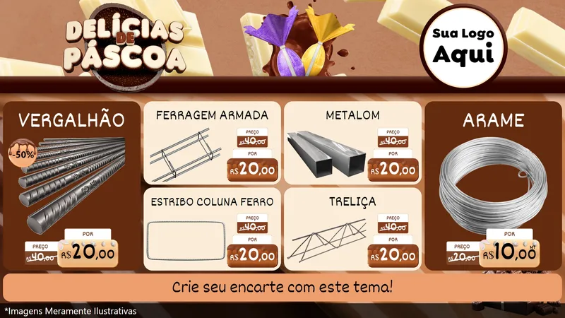 Modelo de TV para TV Horizontal com o tema Delícias de Páscoa para Ferragens