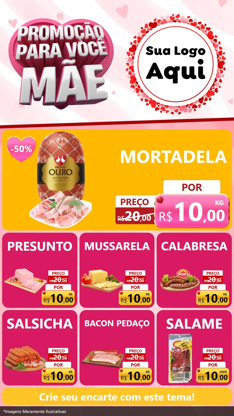 Modelo de Rede Social para Stories com o tema Promoção Para Você Mãe para Frios e Laticínios