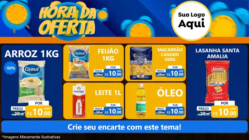 Modelo de TV para TV Horizontal com o tema Hora da Oferta para Supermercado