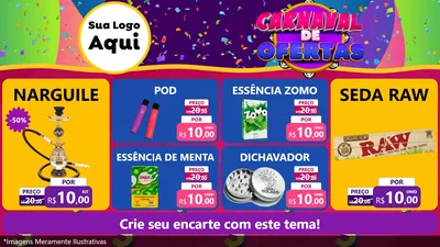 Modelo de TV para TV Horizontal com o tema Carnaval de Ofertas para Tabacaria