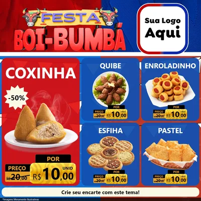 Modelo de Rede Social para Feed Facebook com o tema Festa Boi Bumbá para Salgadaria