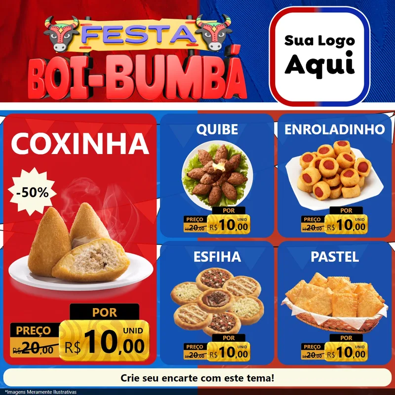 Modelo de Rede Social para Feed Facebook com o tema Festa Boi Bumbá para Salgadaria