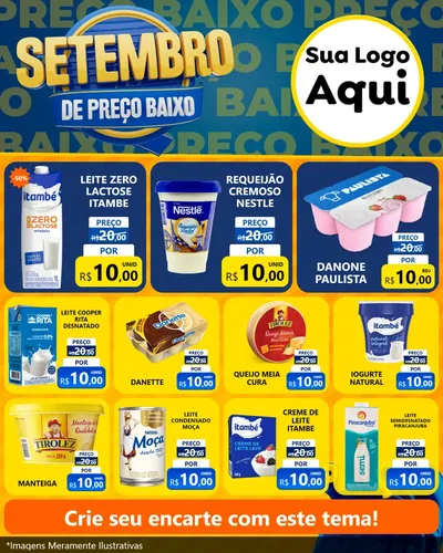 Modelo de Rede Social para Feed Instagram com o tema Setembro De Preço Baixo para Frios e Laticínios