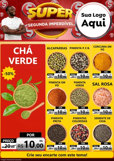 Modelo de Encarte para Encarte A4 Vertical com o tema Super Segunda Imperdível para Produtos Naturais