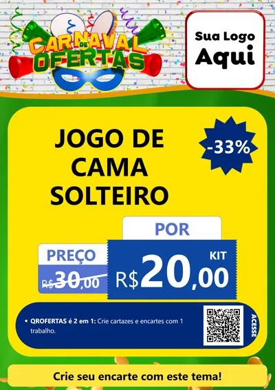 Modelo de Cartaz para Cartaz A4 Vertical com o tema Carnaval de Ofertas para Cama, Mesa e Banho
