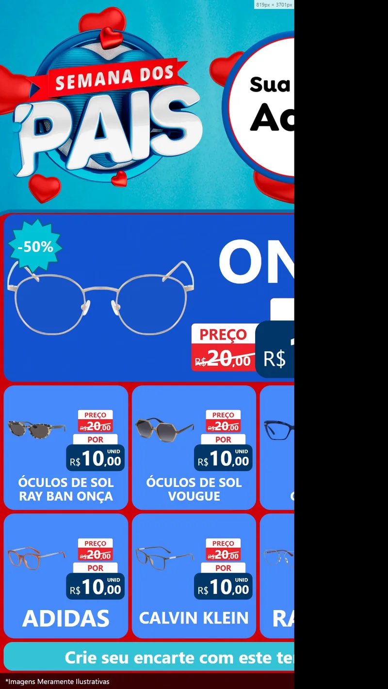 Modelo de Rede Social para Stories com o tema Semana Dos Pais para Óticas