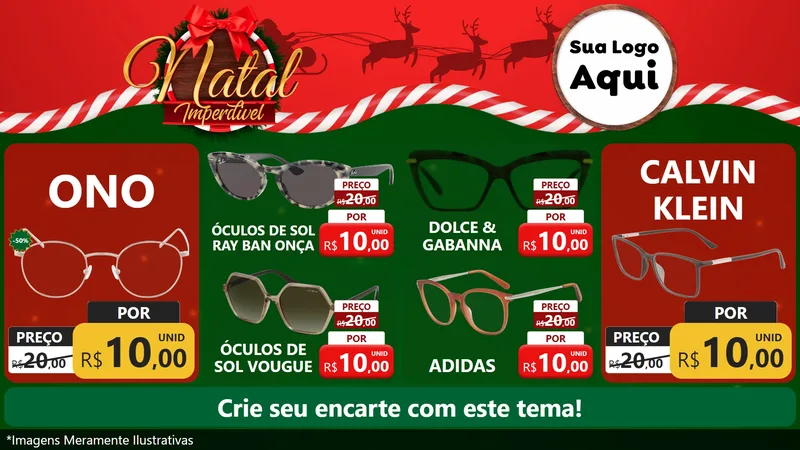 Modelo de TV para TV Horizontal com o tema Natal Imperdível para Óticas