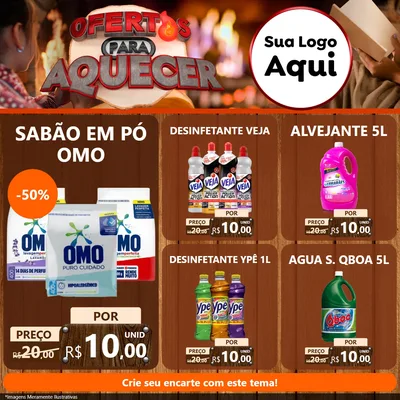 Modelo de Rede Social para Feed Facebook com o tema Ofertas Para Aquecer para Produtos de Limpeza