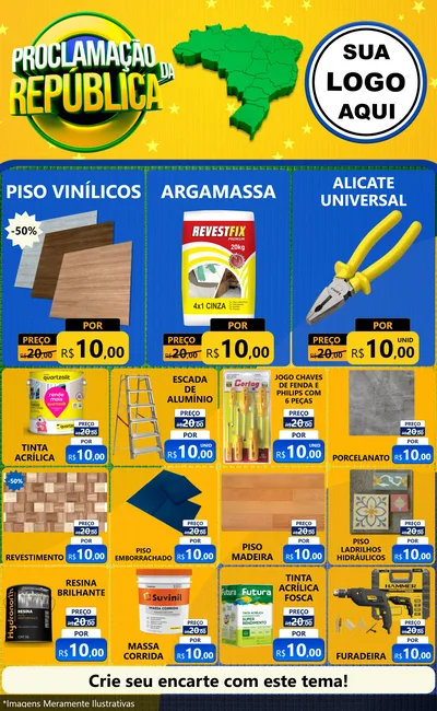 Modelo de Encarte para Encarte Grande com o tema Proclamação da República para Material para Construção
