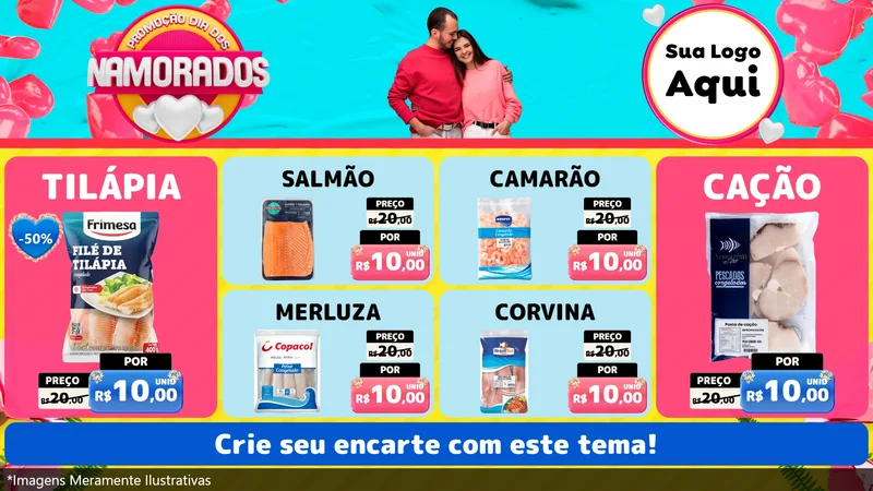 Modelo de TV para TV Horizontal com o tema Promoção Dia dos Namorados para Peixaria