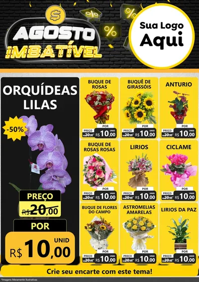 Modelo de Encarte para Encarte A4 Vertical com o tema Agosto Imbatível para Floricultura e jardim