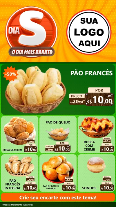 Modelo de Rede Social para Stories com o tema Dia S - O Dia Mais Barato para Padaria