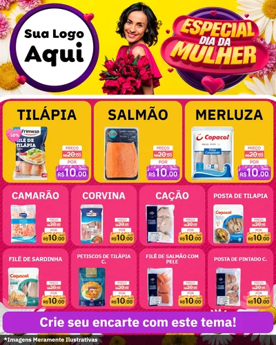 Modelo de Rede Social para Feed Instagram com o tema Especial Dia da Mulher para Peixaria