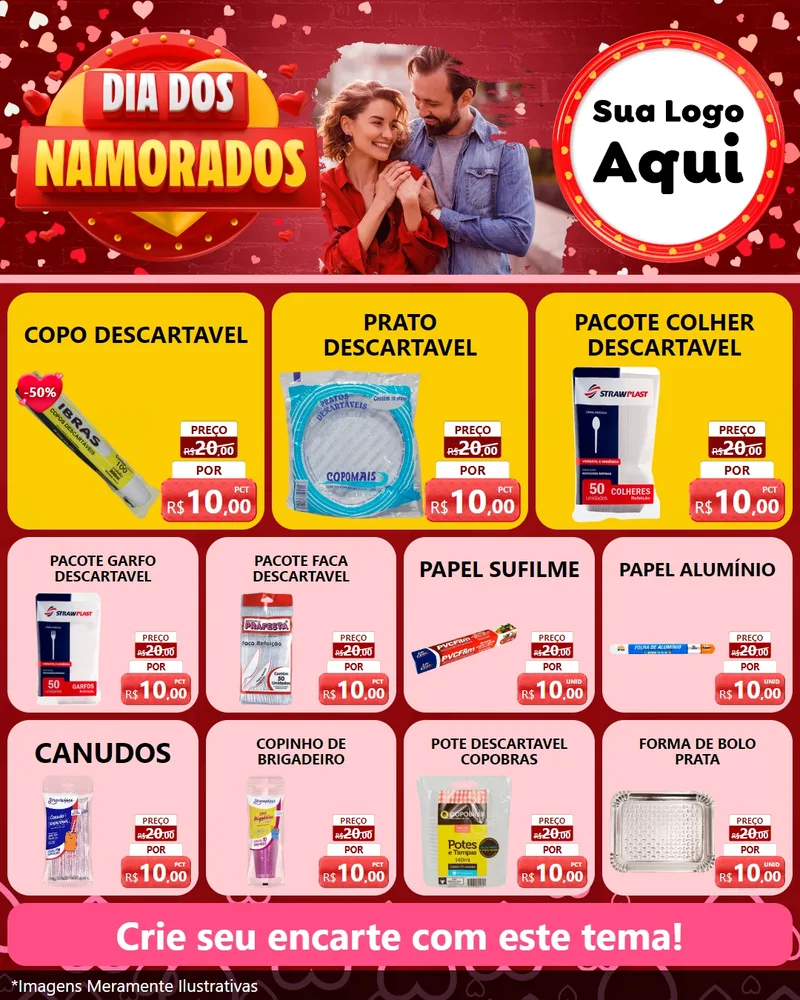 Modelo de Rede Social para Feed Instagram com o tema Dia Dos Namorados para Embalagens