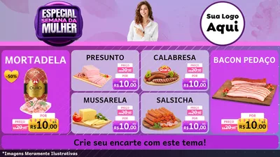 Modelo de TV para TV Horizontal com o tema Especial Semana da Mulher para Frios e Laticínios